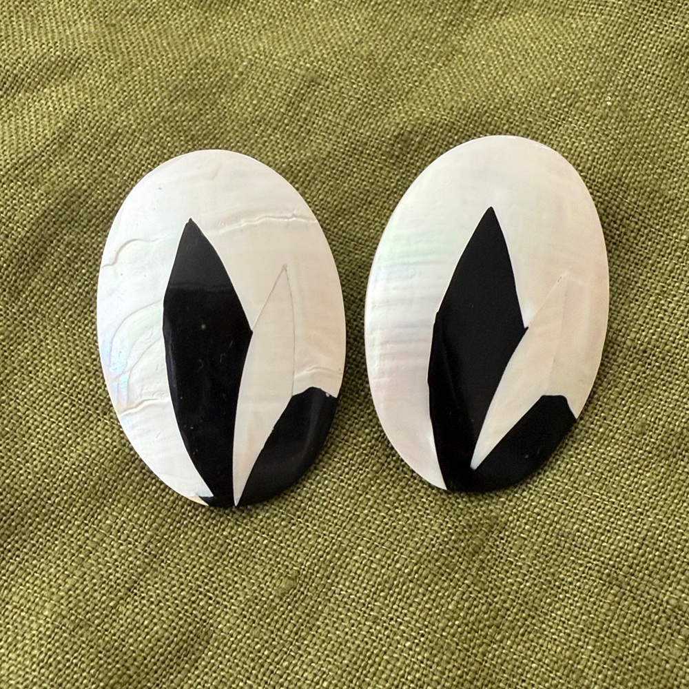 Black and White Oval Earrings